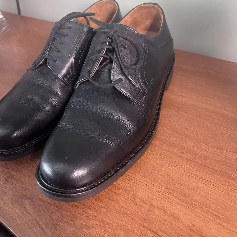 Johnston & Murphy Men’s Black Leather Derby Dress Shoes Lace-Up 11 M Lined